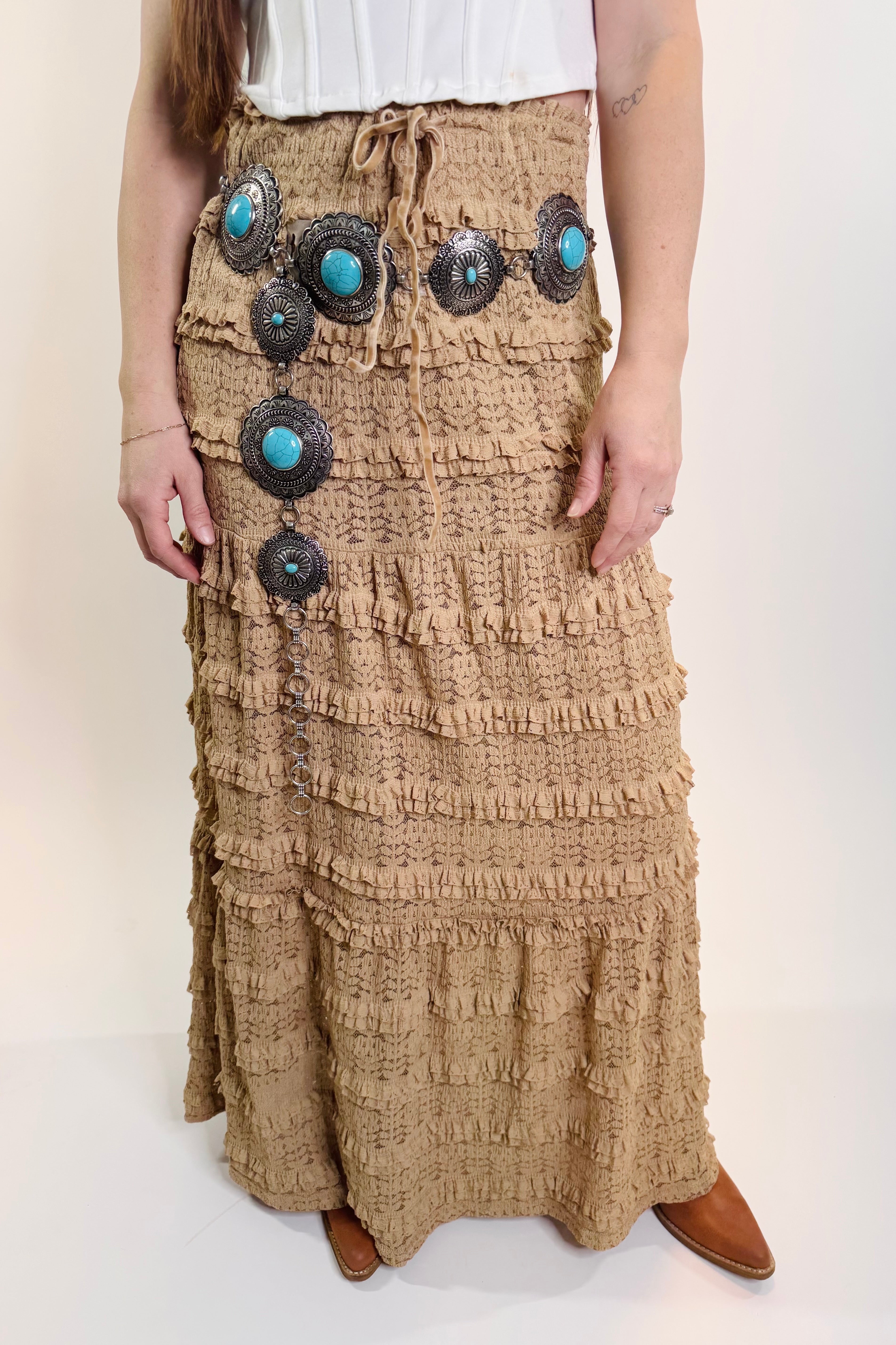 Turquoise & Stone Concho Chain Belt
