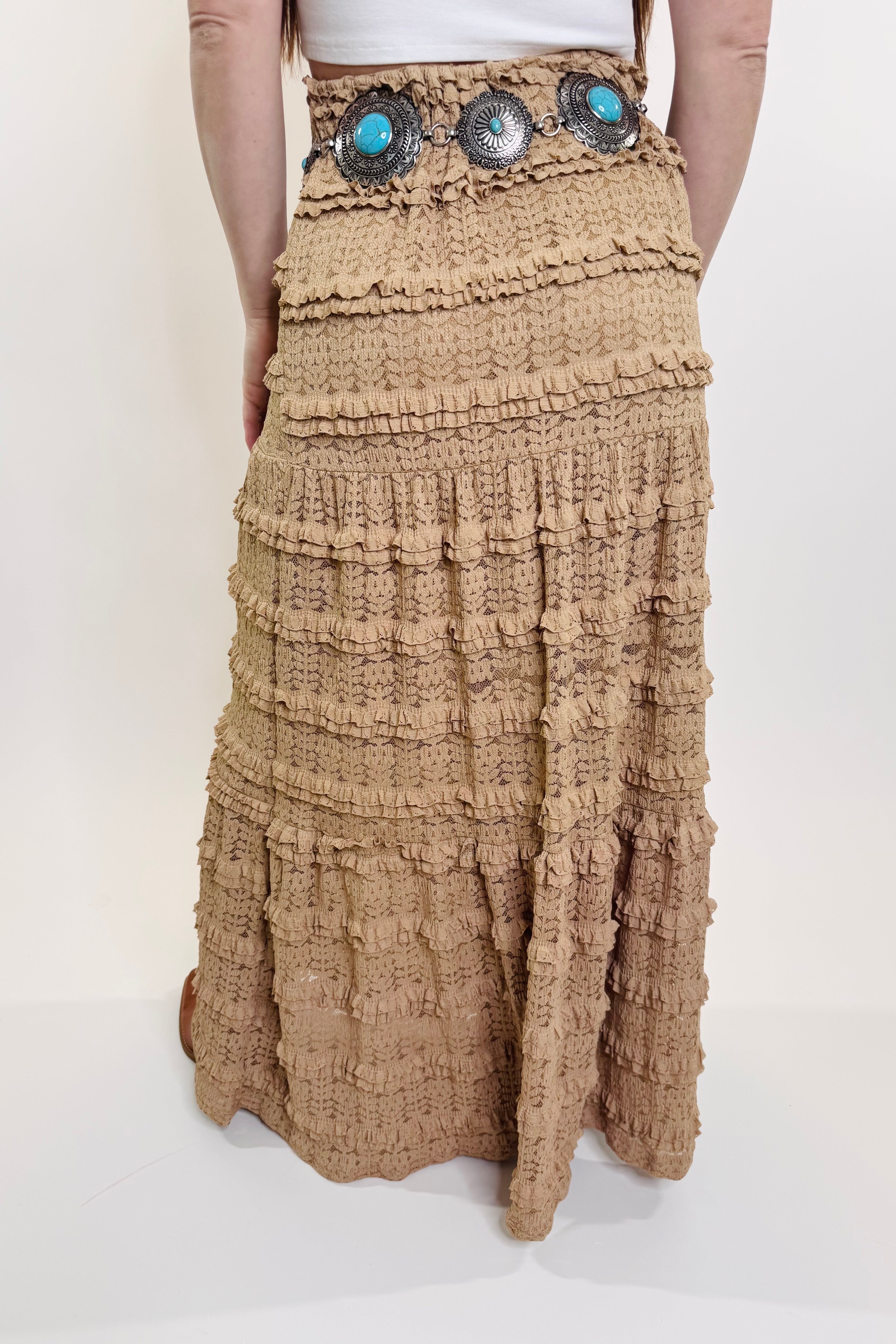 Lace & Sugar Tiered Midi Skirt
