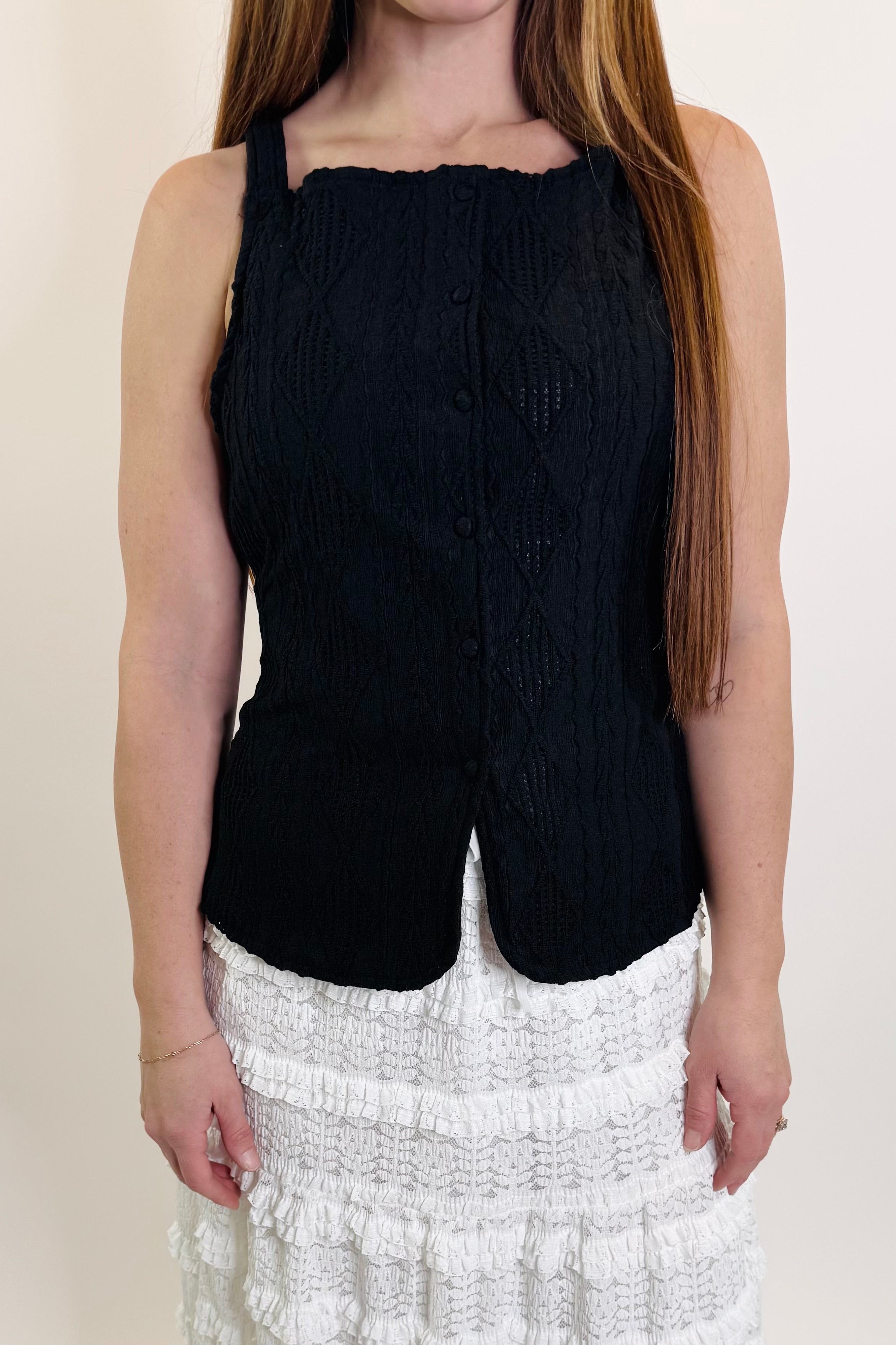 Midnight Rodeo Button Top