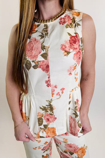 Ros¨¦ Garden Denim Vest Top