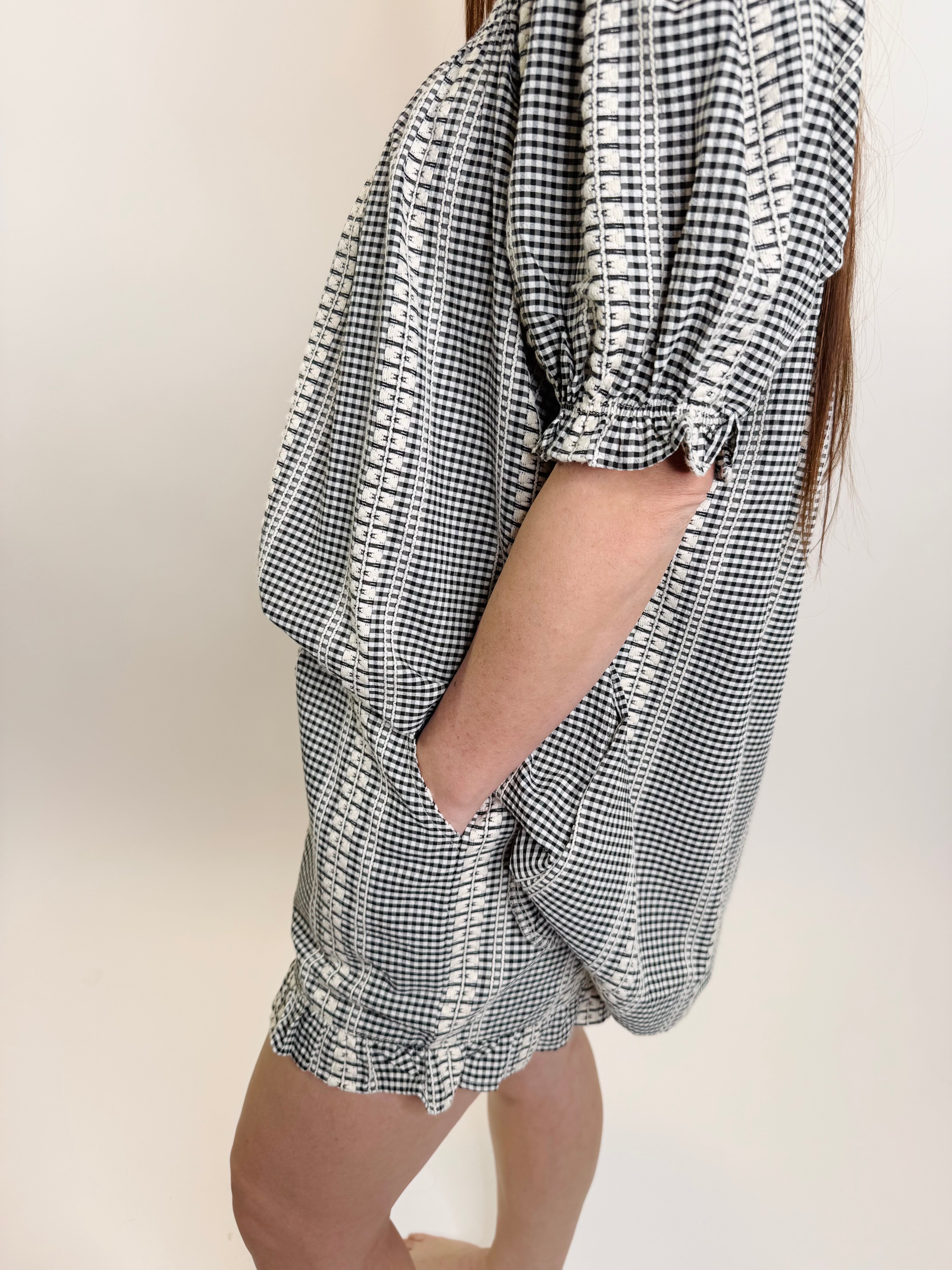 Gingham Grace Ruffle Hem Shorts