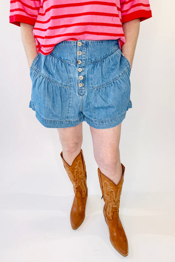 RISEN Slouchy Shirred Detail Shorts