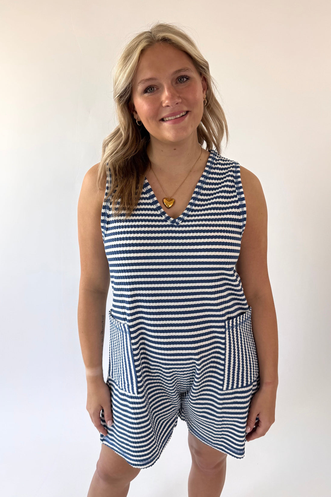 Striped Knit Casual Comfy Romper | Final Sale