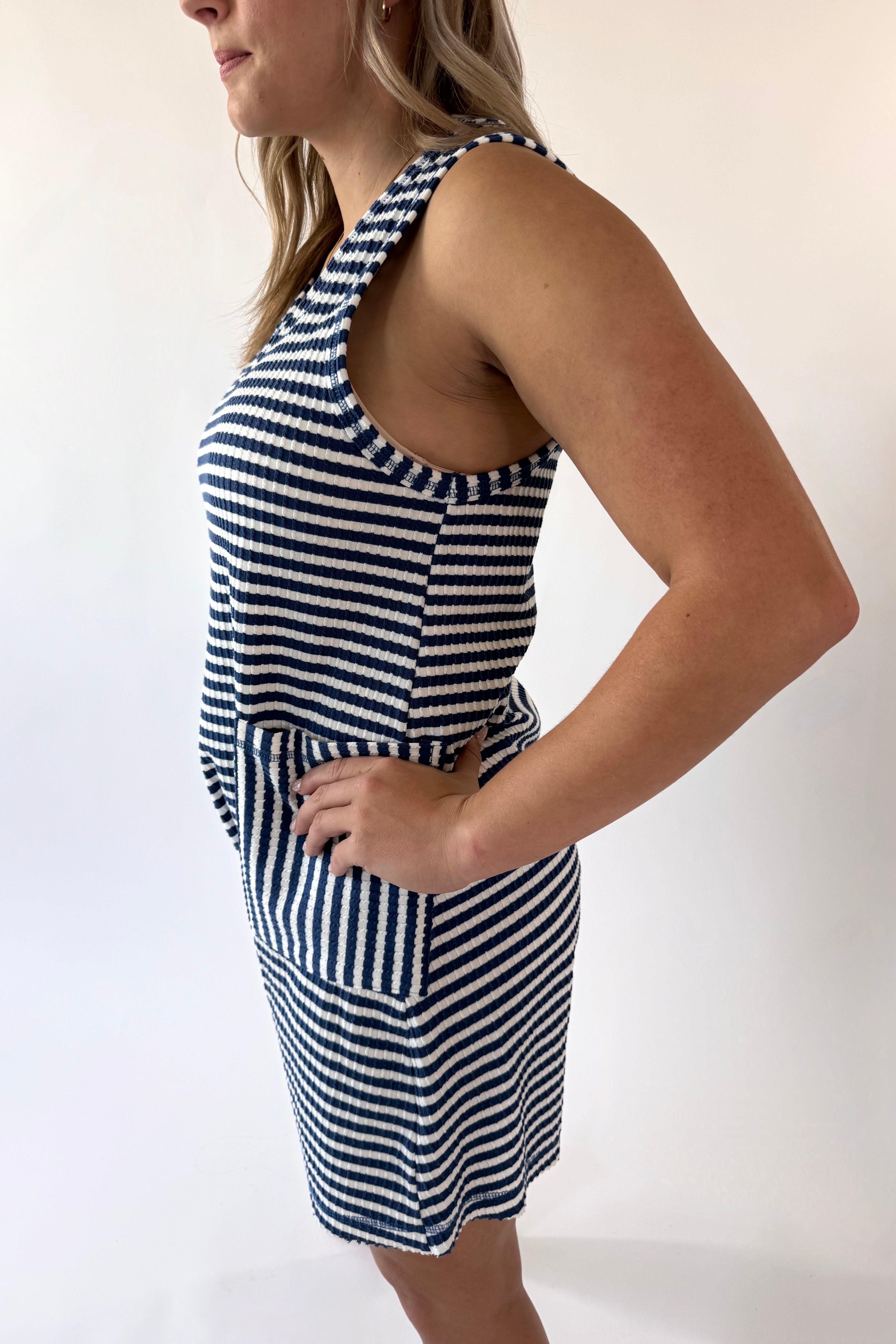Striped Knit Casual Comfy Romper | Final Sale