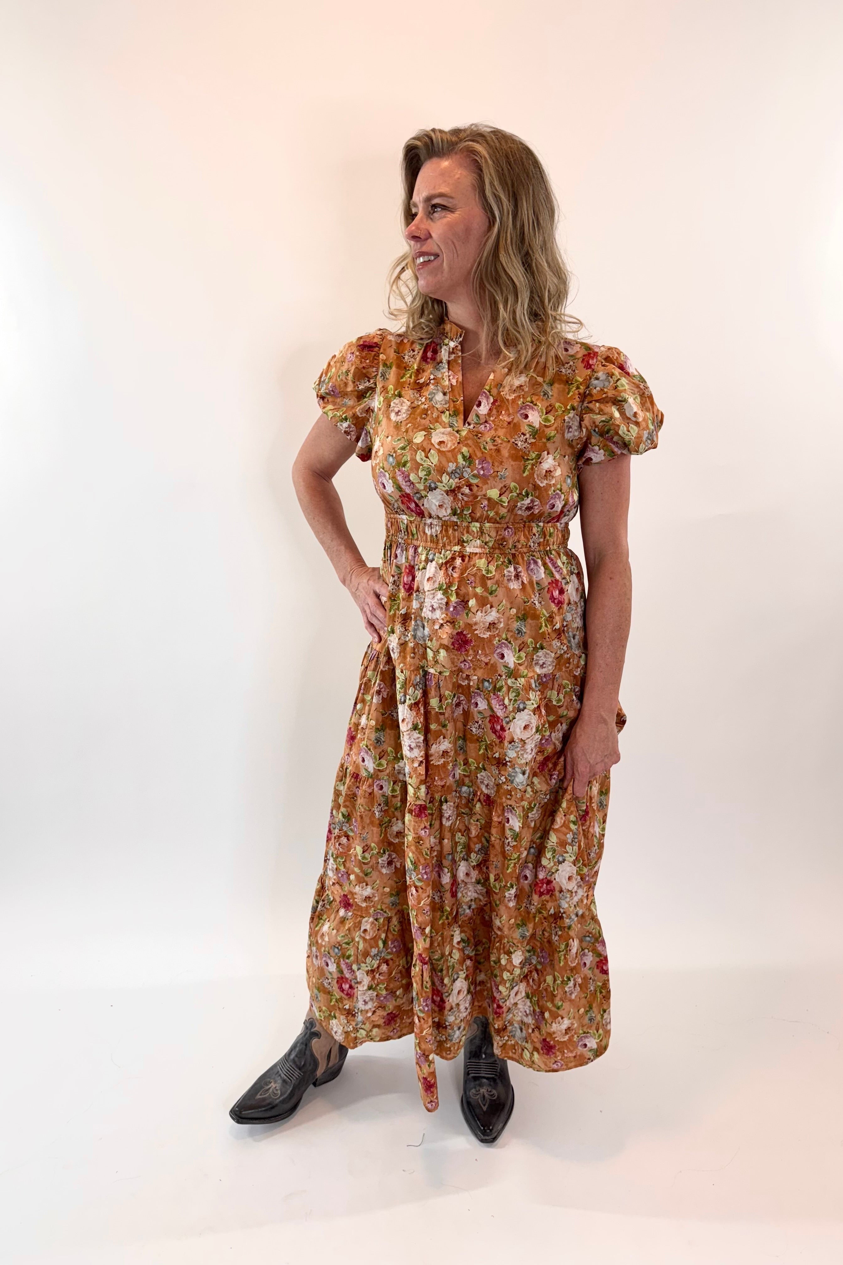 Rust In Bloom Floral Maxi Dress