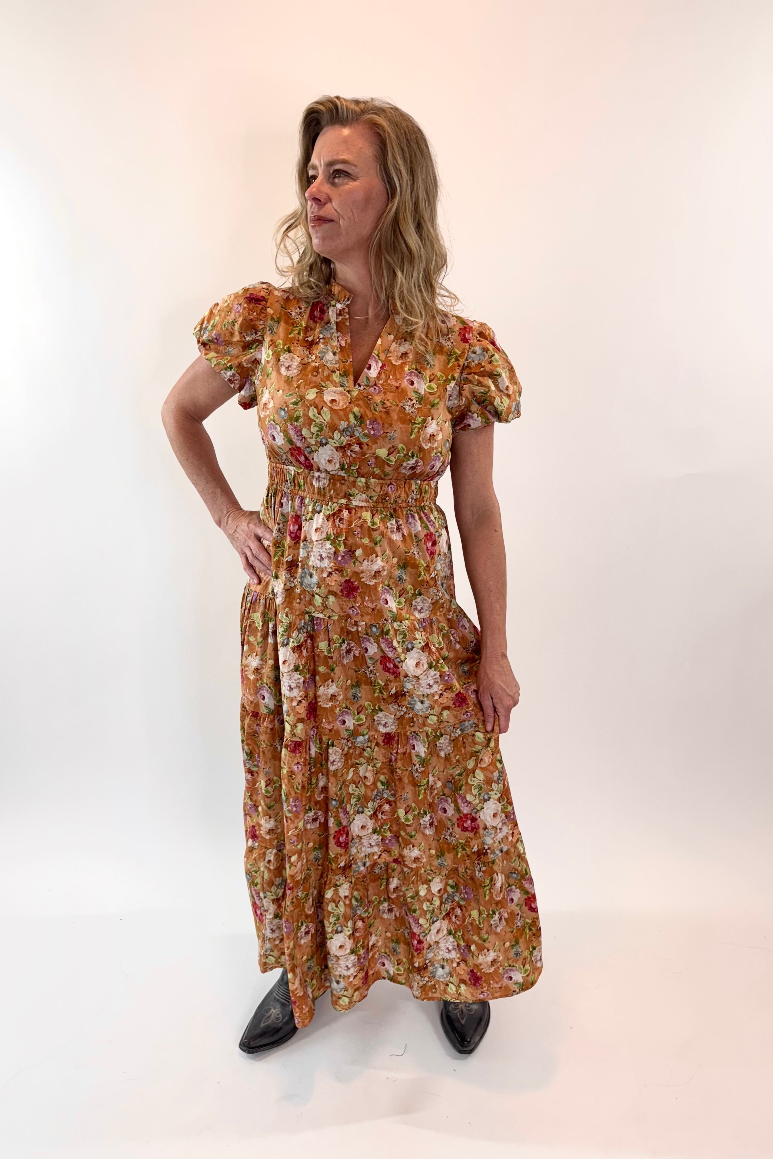 Rust In Bloom Floral Maxi Dress