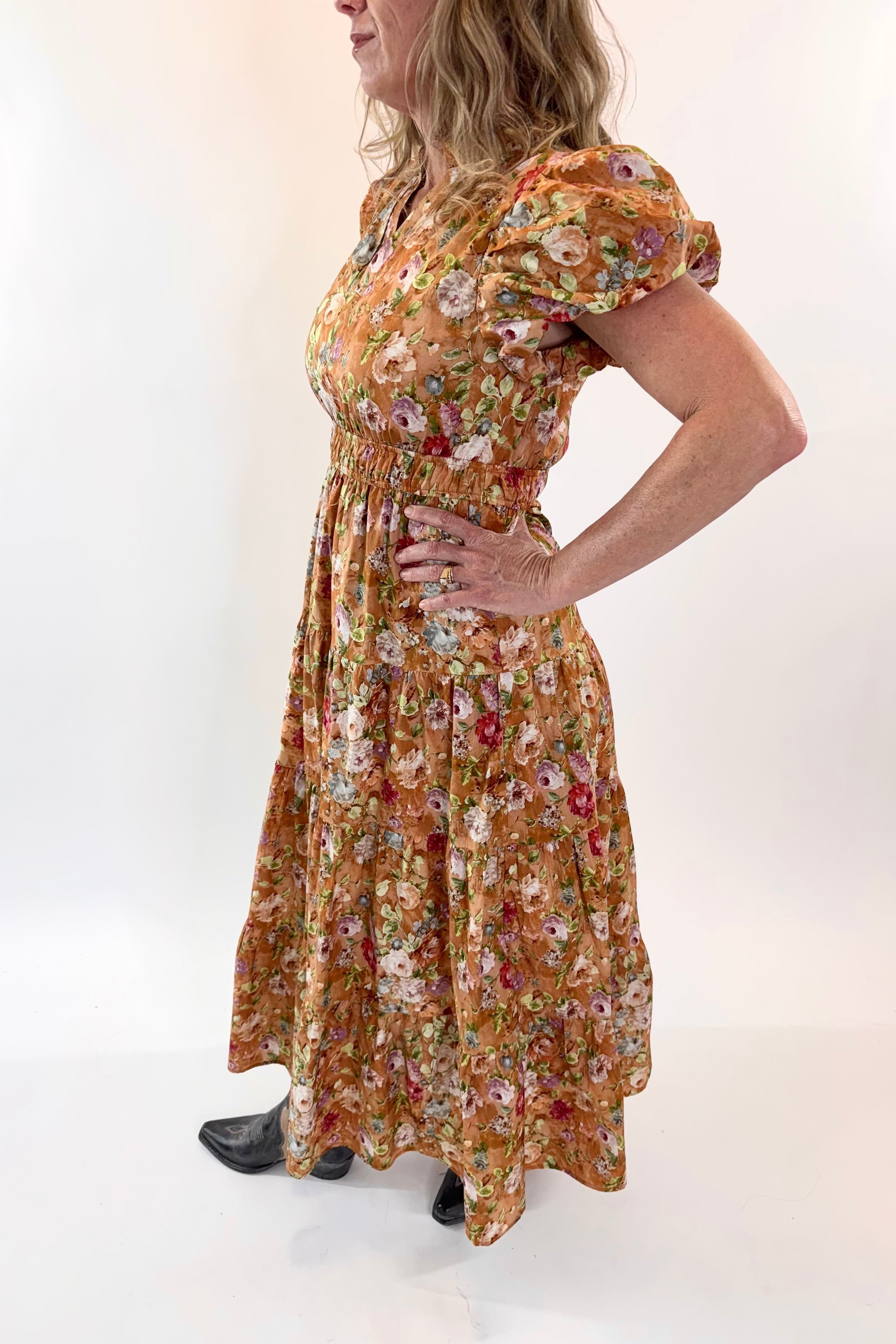 Rust In Bloom Floral Maxi Dress