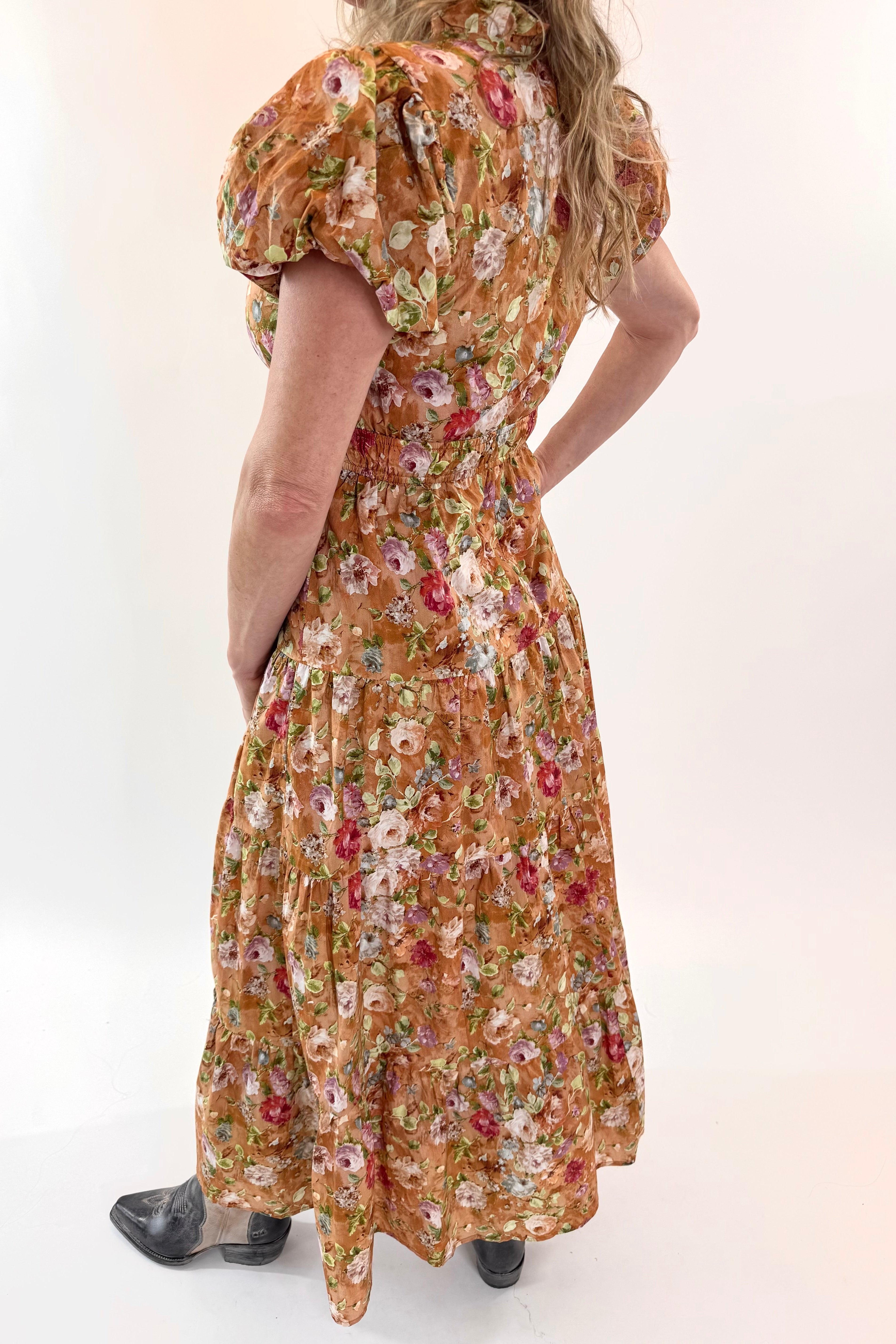 Rust In Bloom Floral Maxi Dress