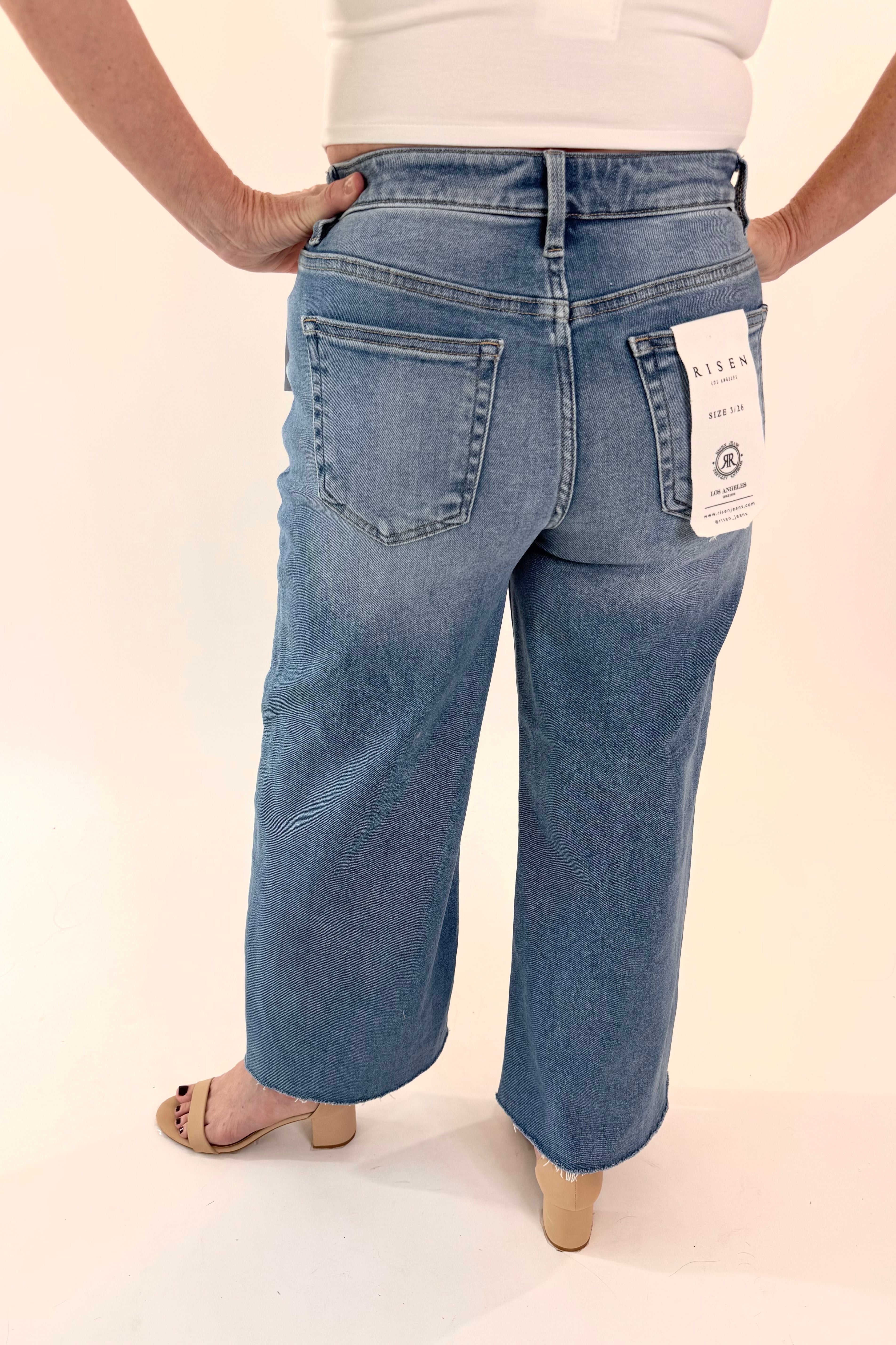 RISEN Tummy Control Crop Front Slit Jeans