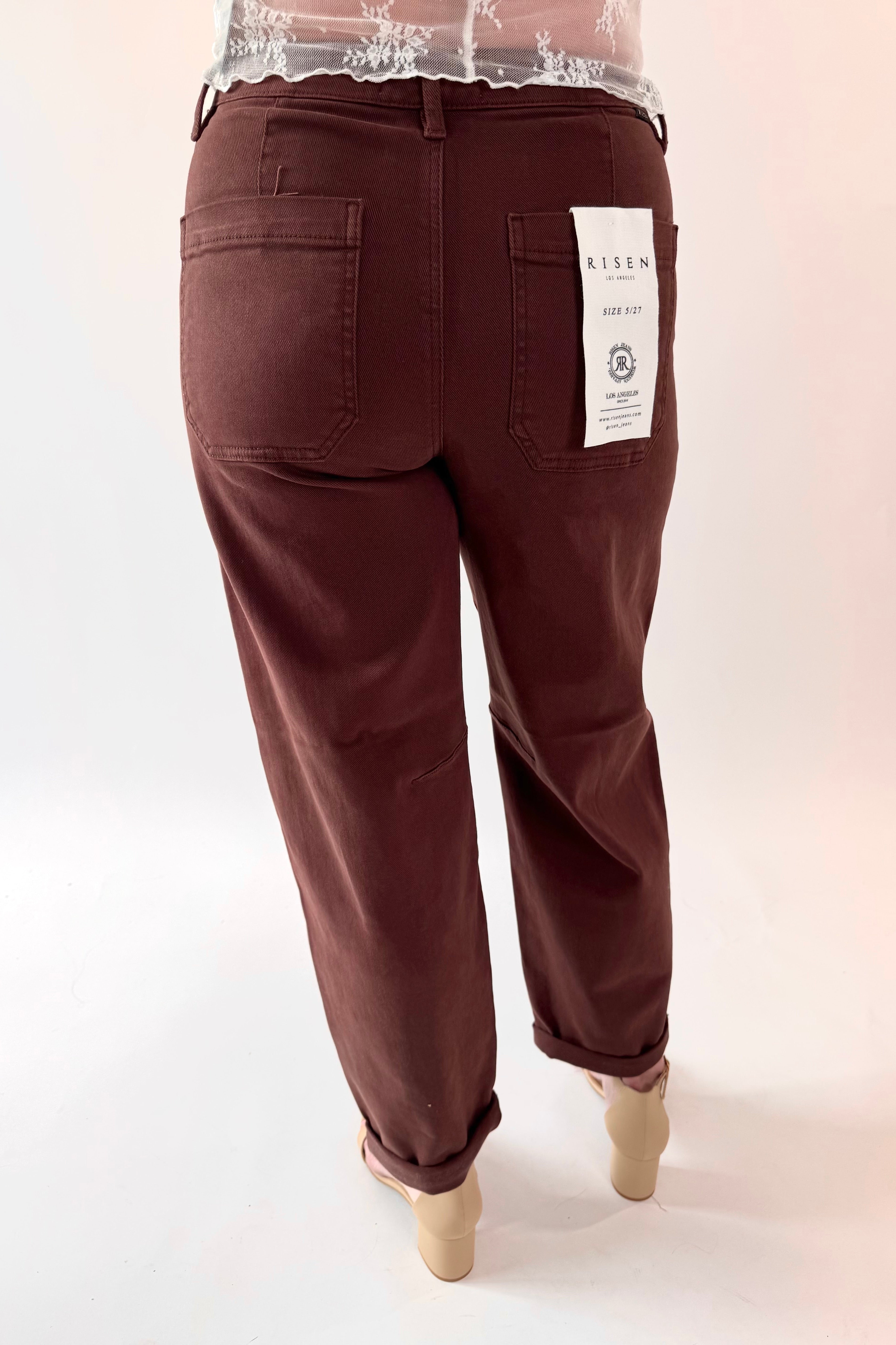 RISEN High Rise Ankle Cuff Barrel Jeans
