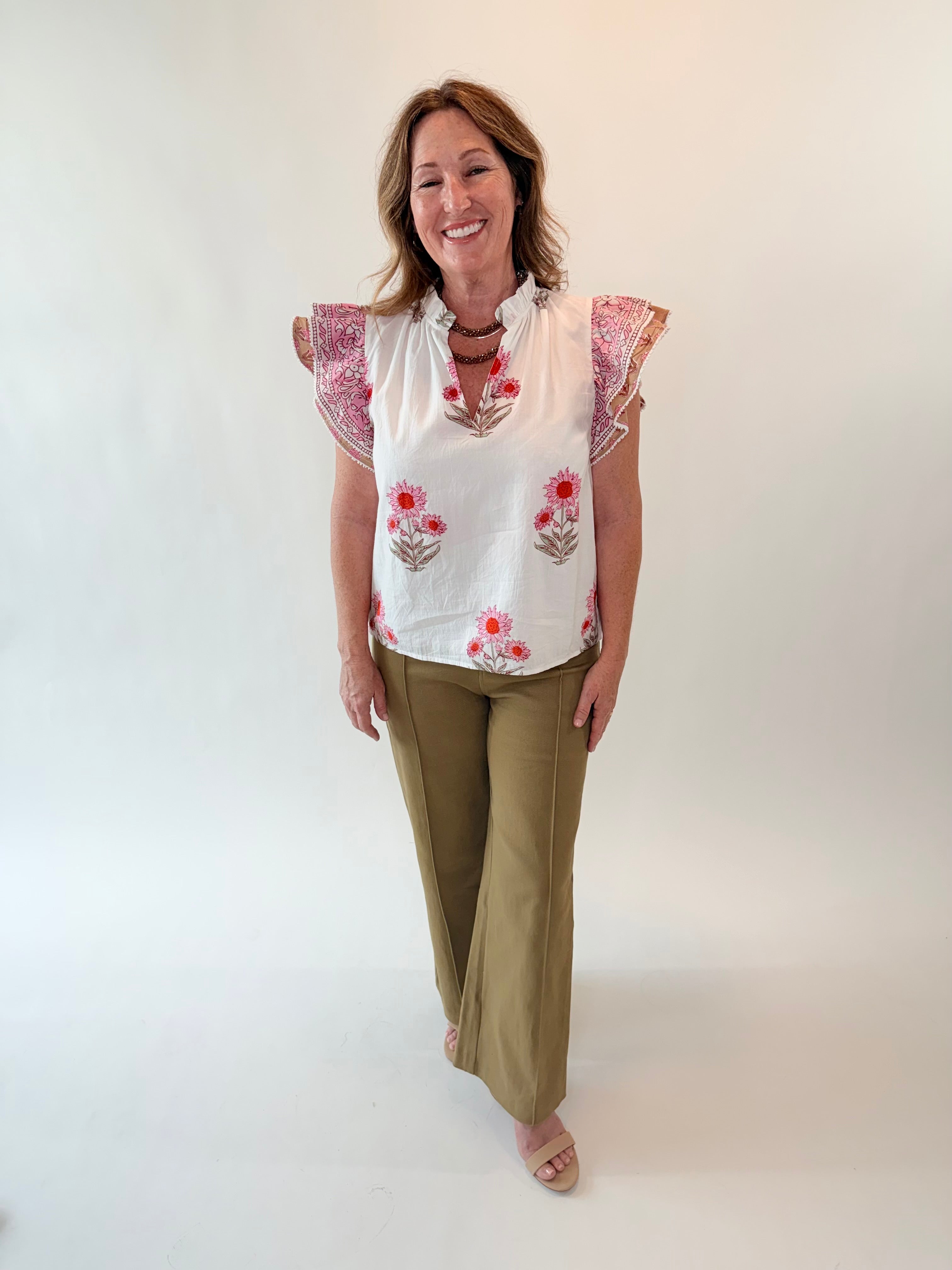 High Rise Wide Leg Pants with Front Seam