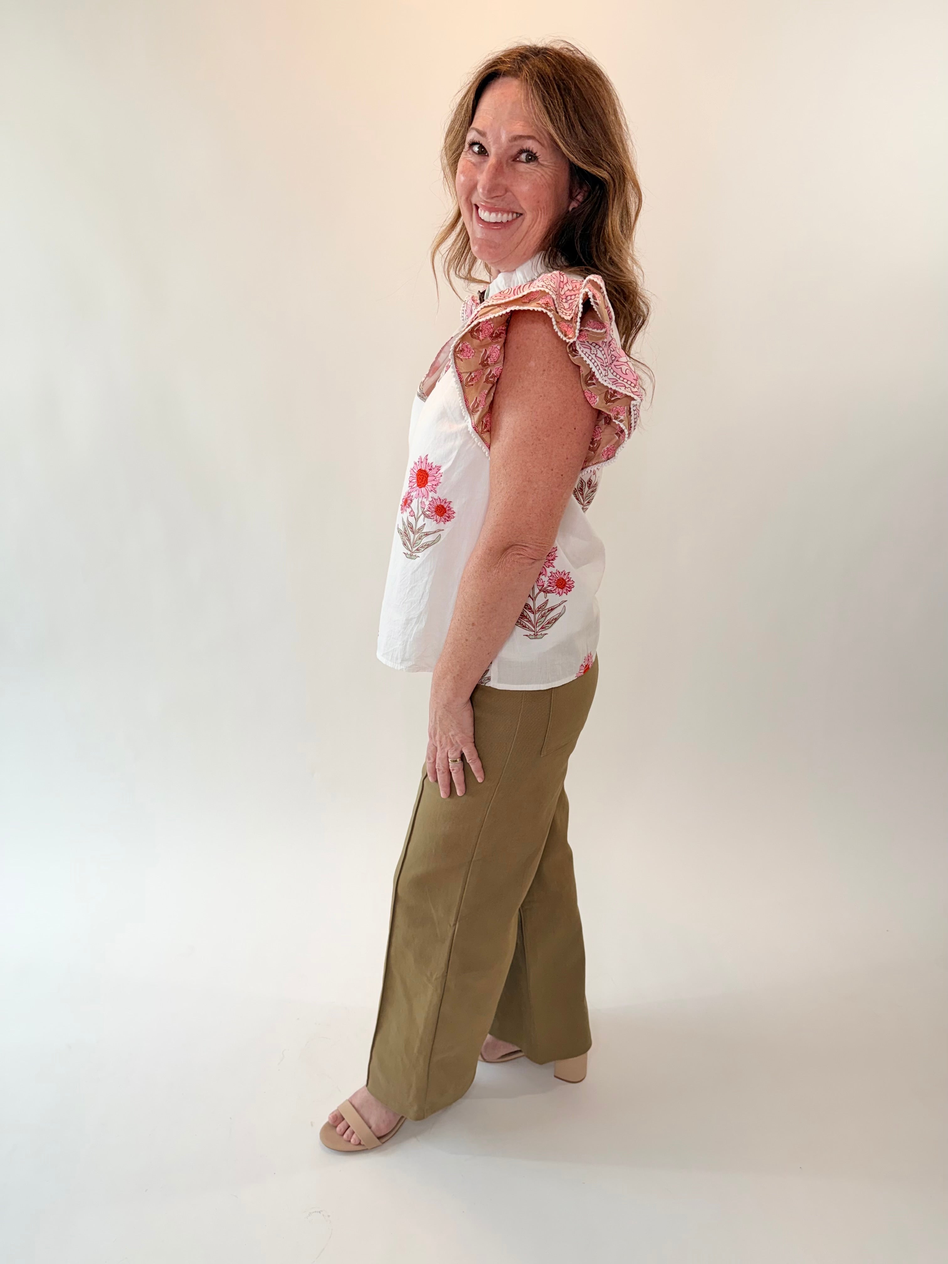 High Rise Wide Leg Pants with Front Seam