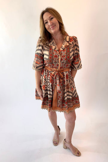 Botanical Print Puff Sleeve Mini Dress