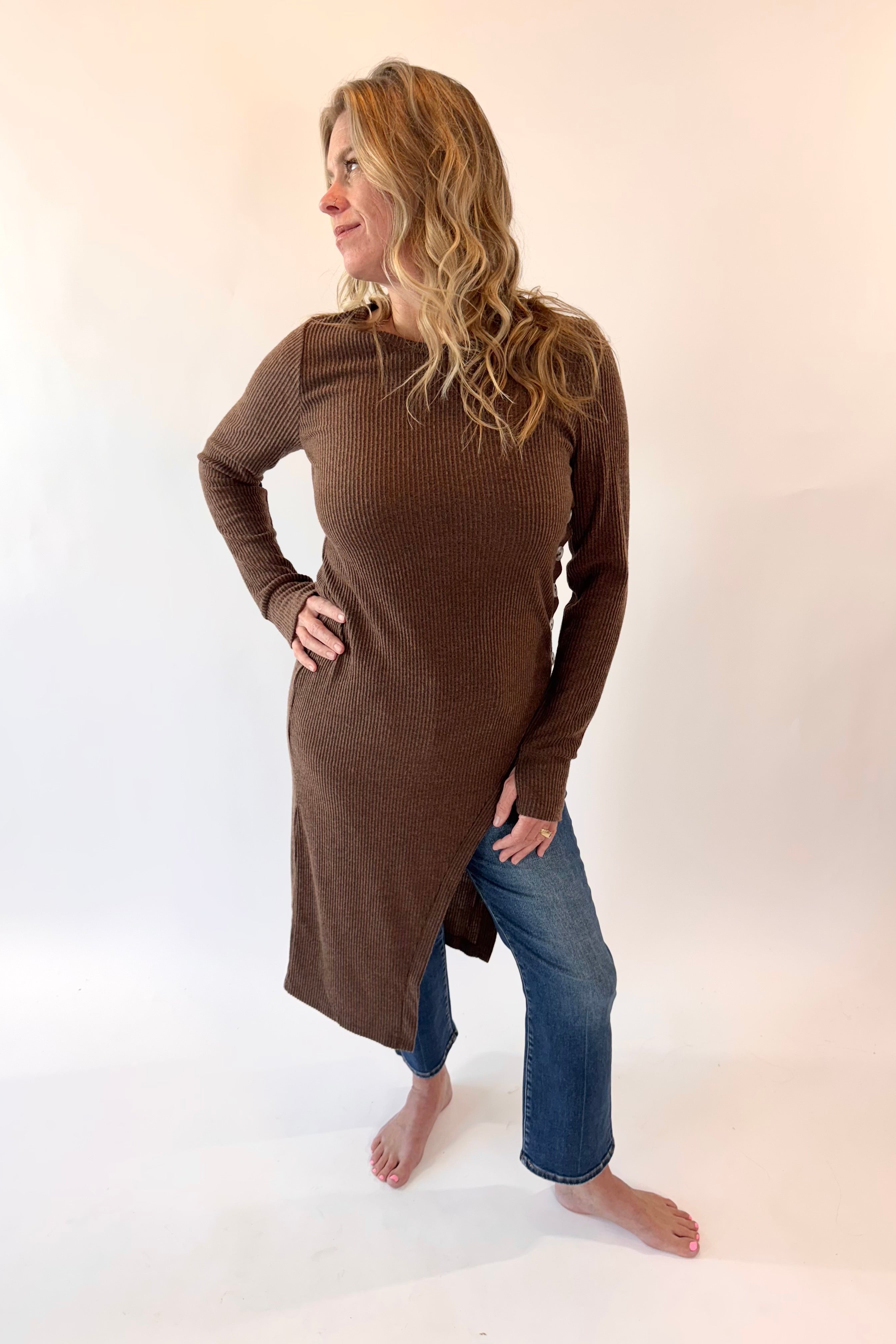 Longline Side Button Down Tunic