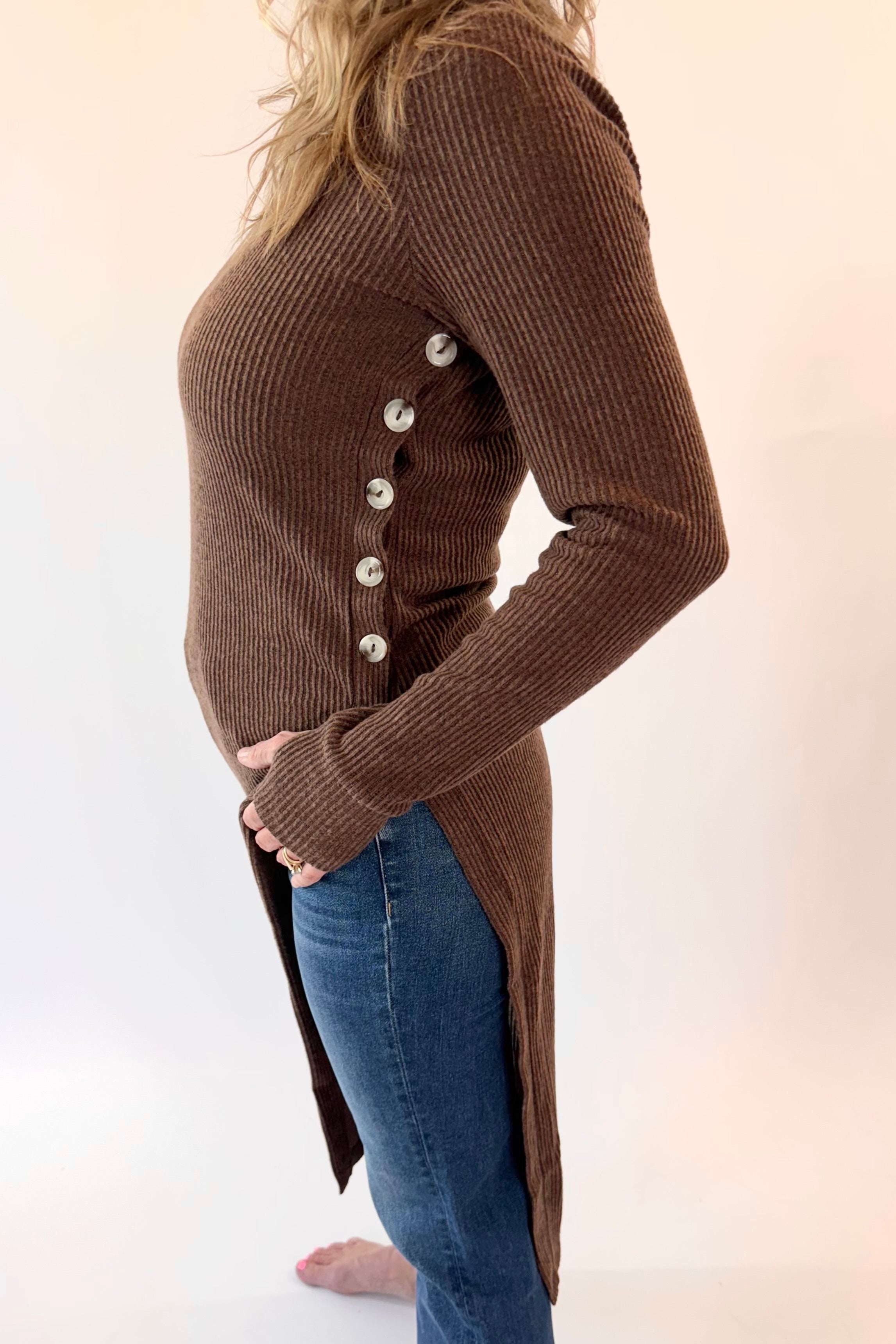 Longline Side Button Down Tunic