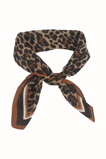 Bordered Leopard Square Scarf