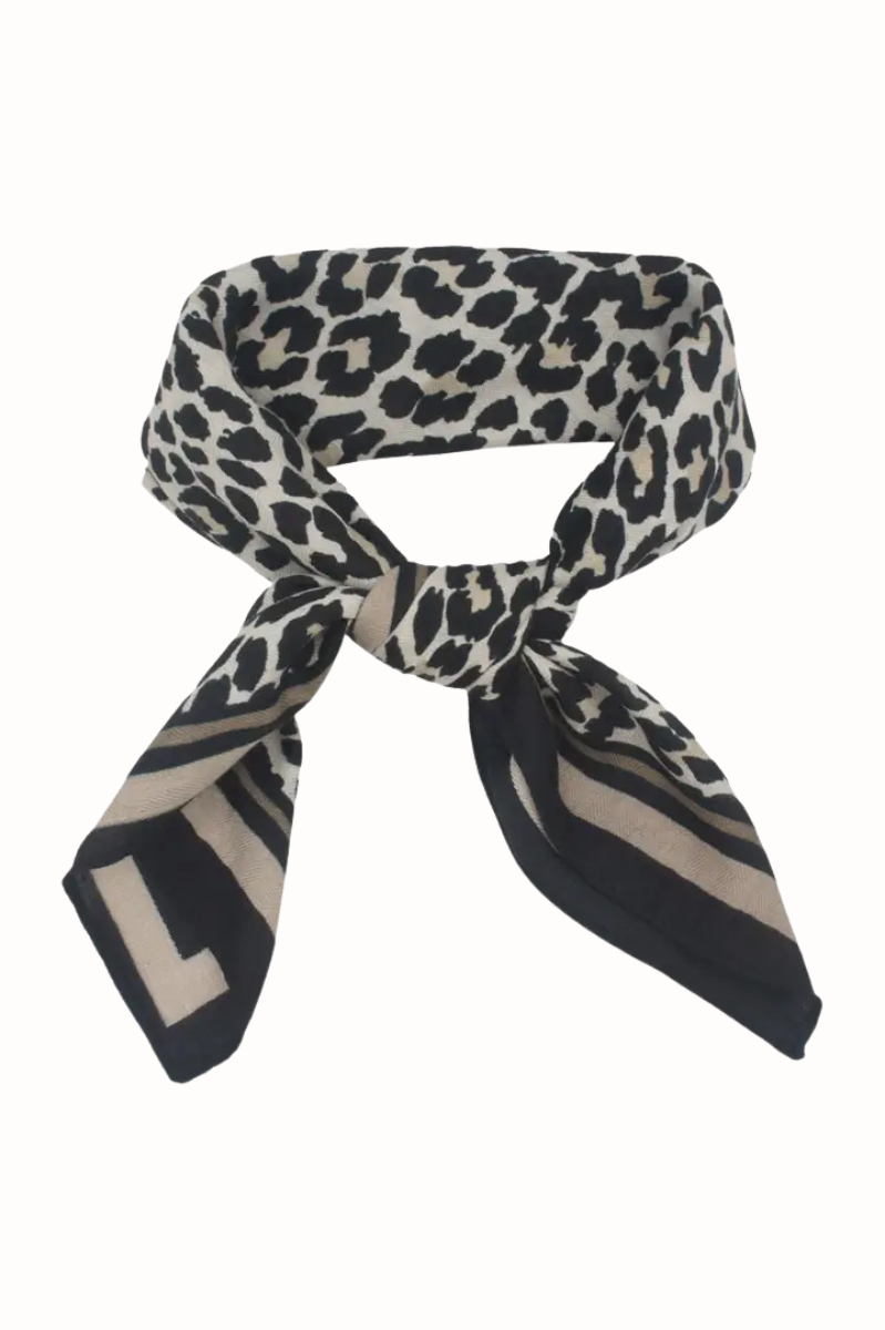 Bordered Leopard Square Scarf