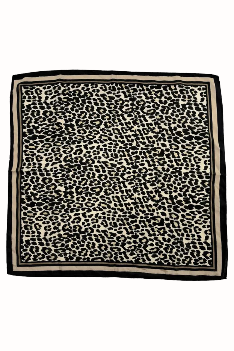 Bordered Leopard Square Scarf
