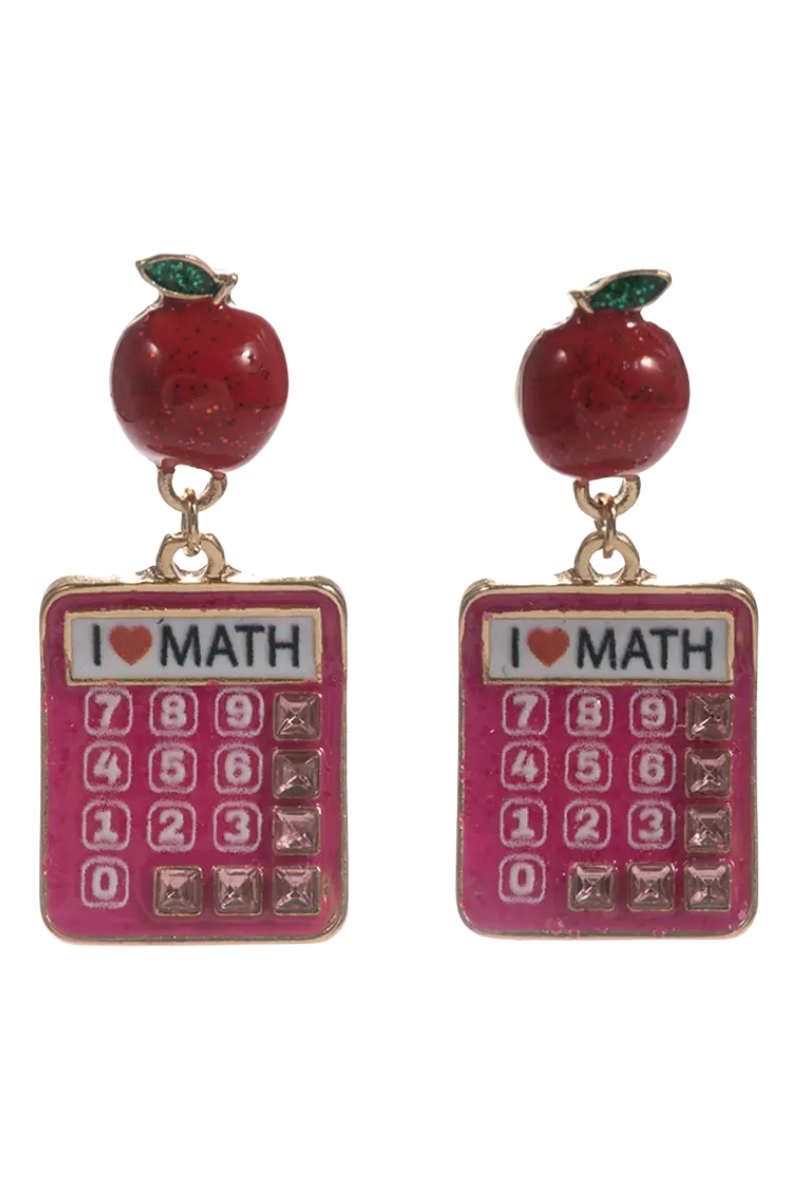 Apple & Calculator Math Teacher Earrings