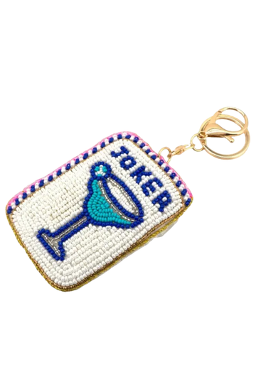 Mahjong Joker Seed Beaded Keychain