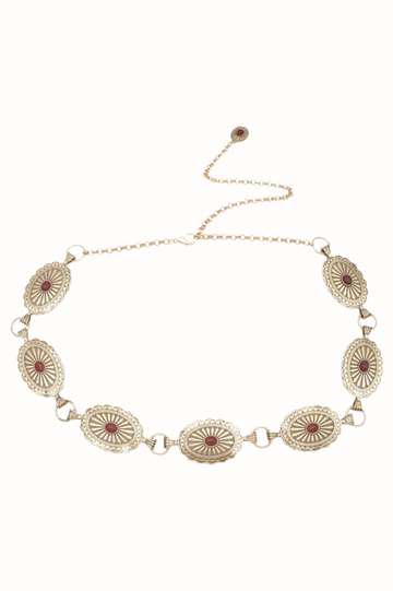 Southwestern Oval Linked Concho Chain Belt