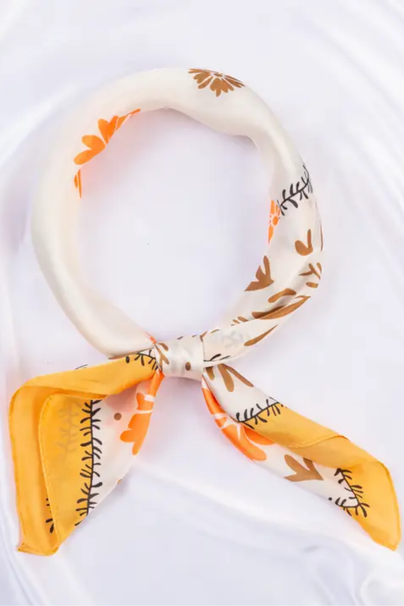 Boho Daisy Silky Bandana Square Scarf