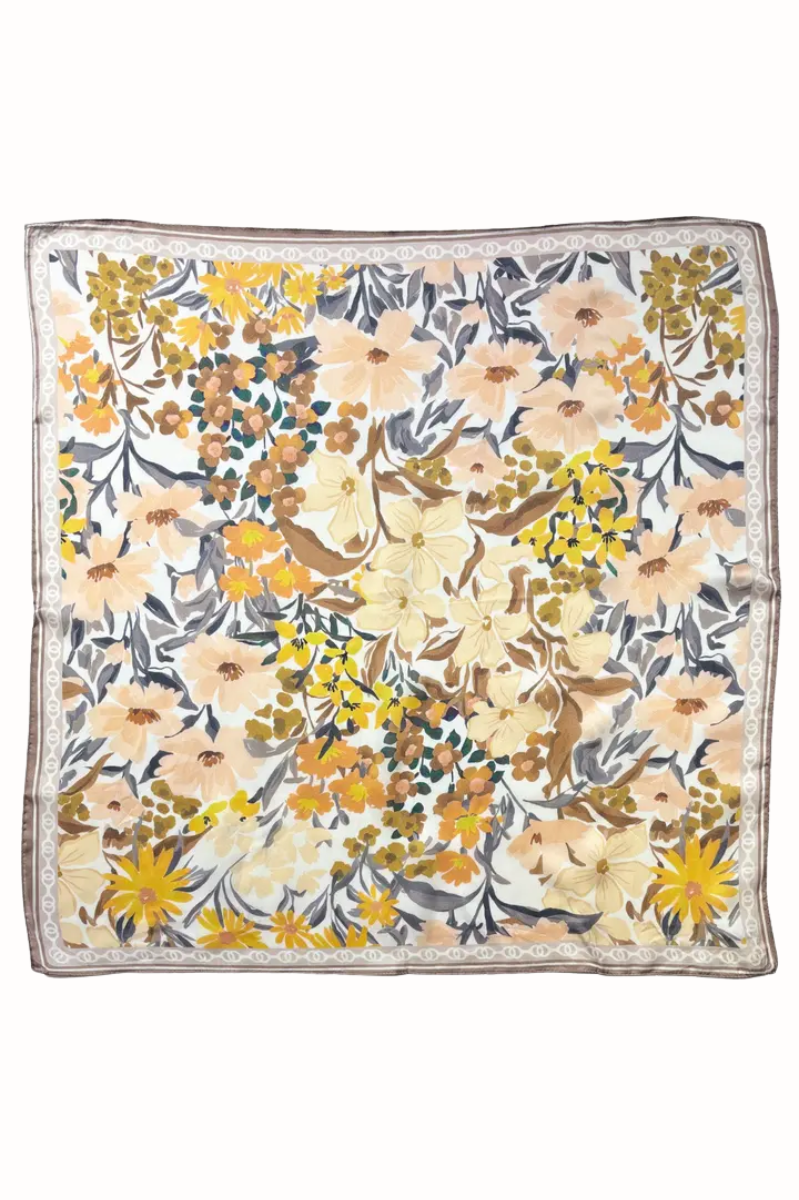 Floral Bloom Print Square Scarf