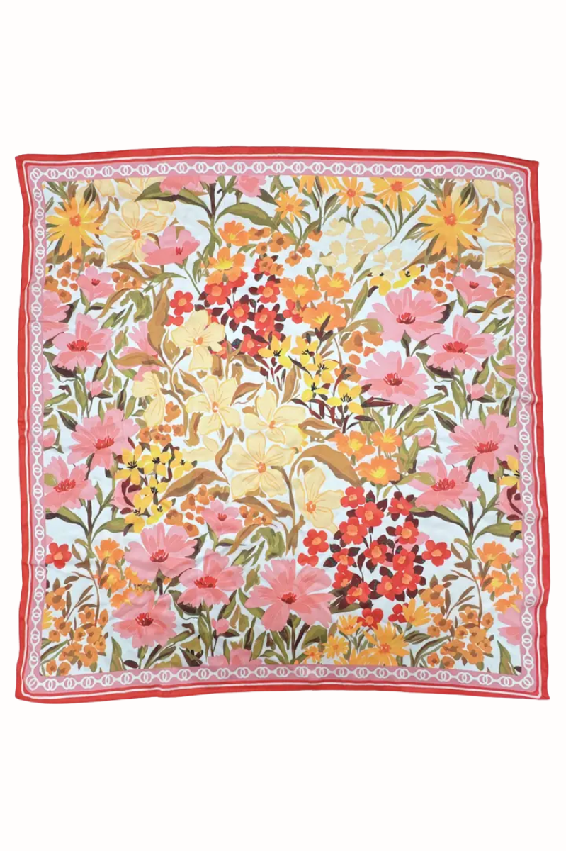 Floral Bloom Print Square Scarf