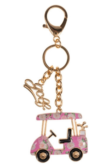 Golf Cart Shaped Enamel Bag Charm