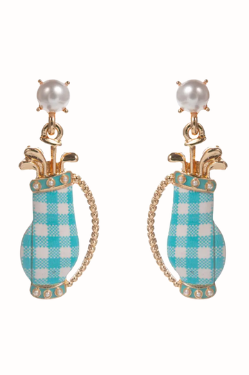 Golf Bag Pattern Titanium Hypoallergenic Earrings