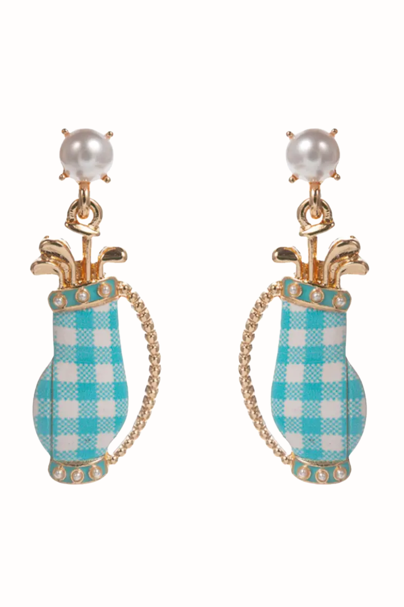Golf Bag Pattern Titanium Hypoallergenic Earrings