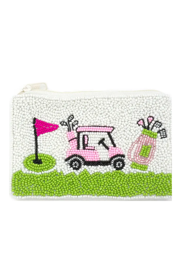 Golf Cart Seed Beaded Coin Purse