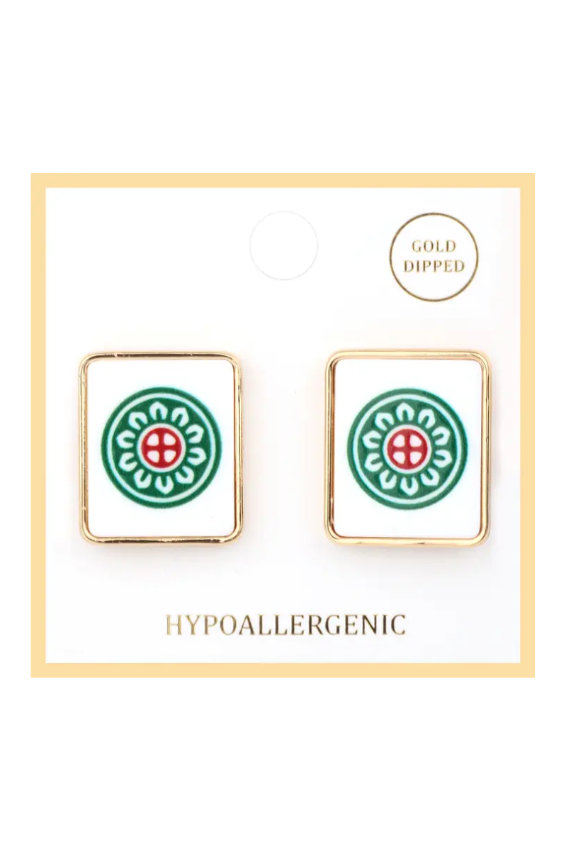 Mahjong Tile Post Earrings