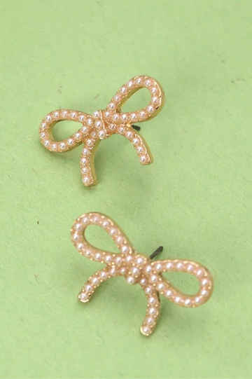 Pearl + Bow Stud Earrings