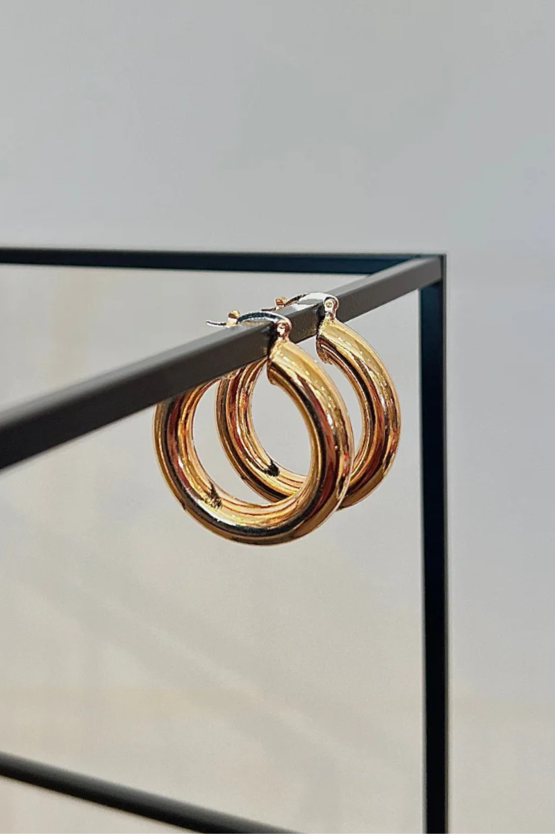 Thick Hoop Huggie Earrings