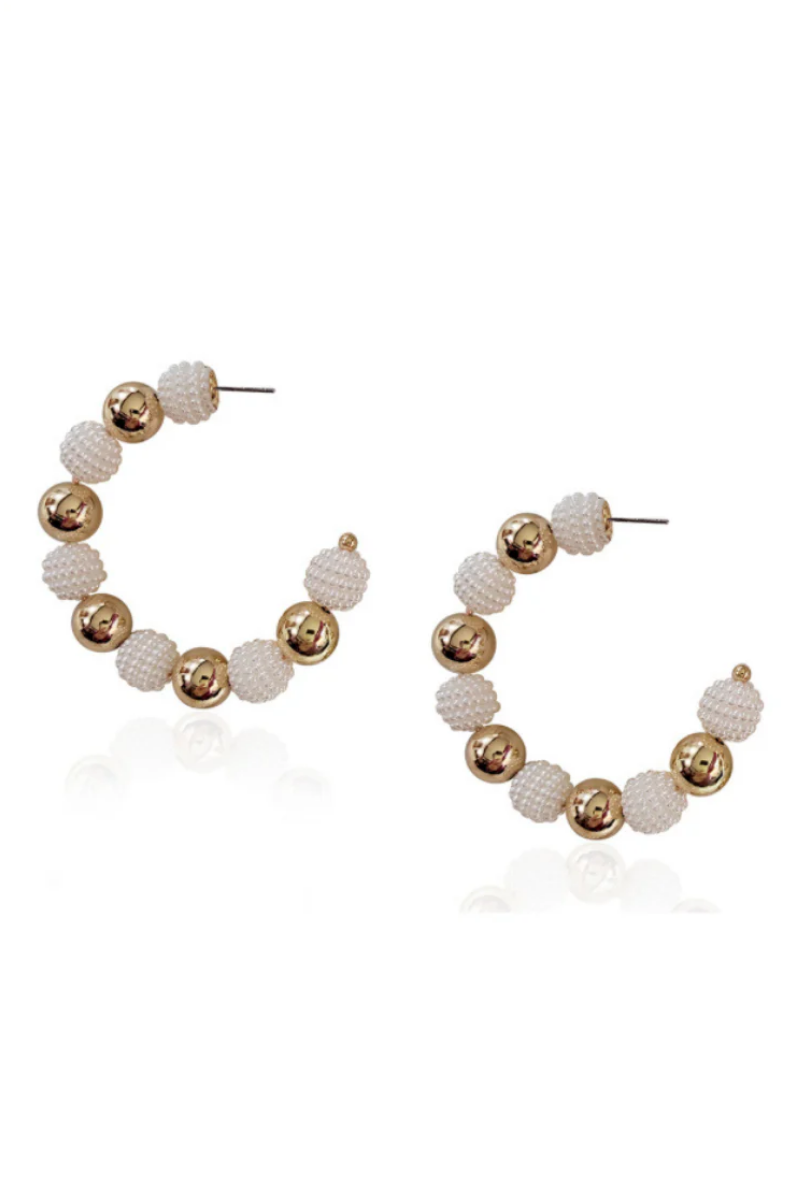 Pearl and Chain Hoop Earrings