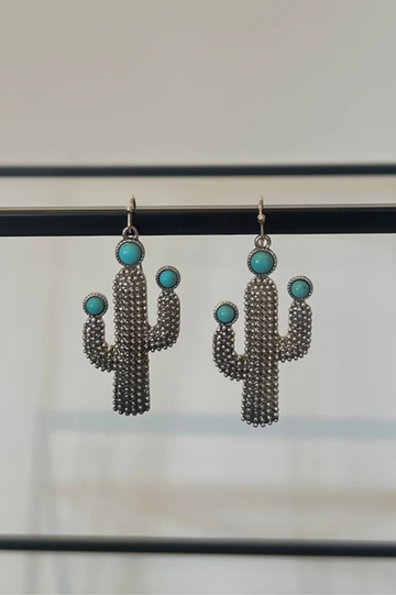 Cactus + Turquoise Flower Earrings