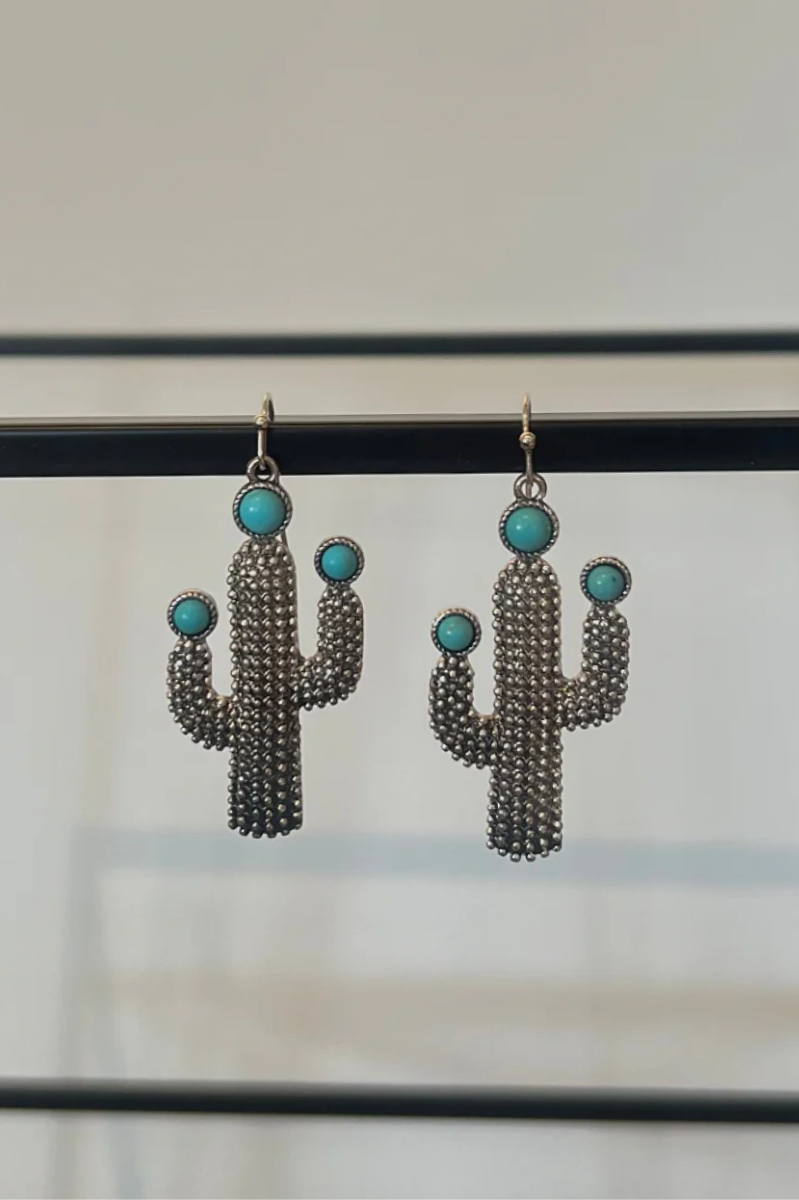 Cactus + Turquoise Flower Earrings
