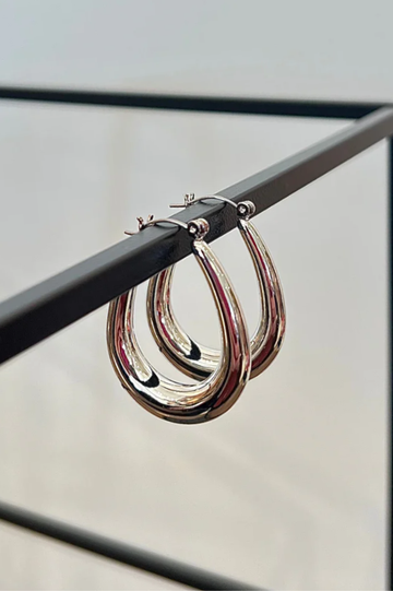 Teardrop Hoop Post Earrings
