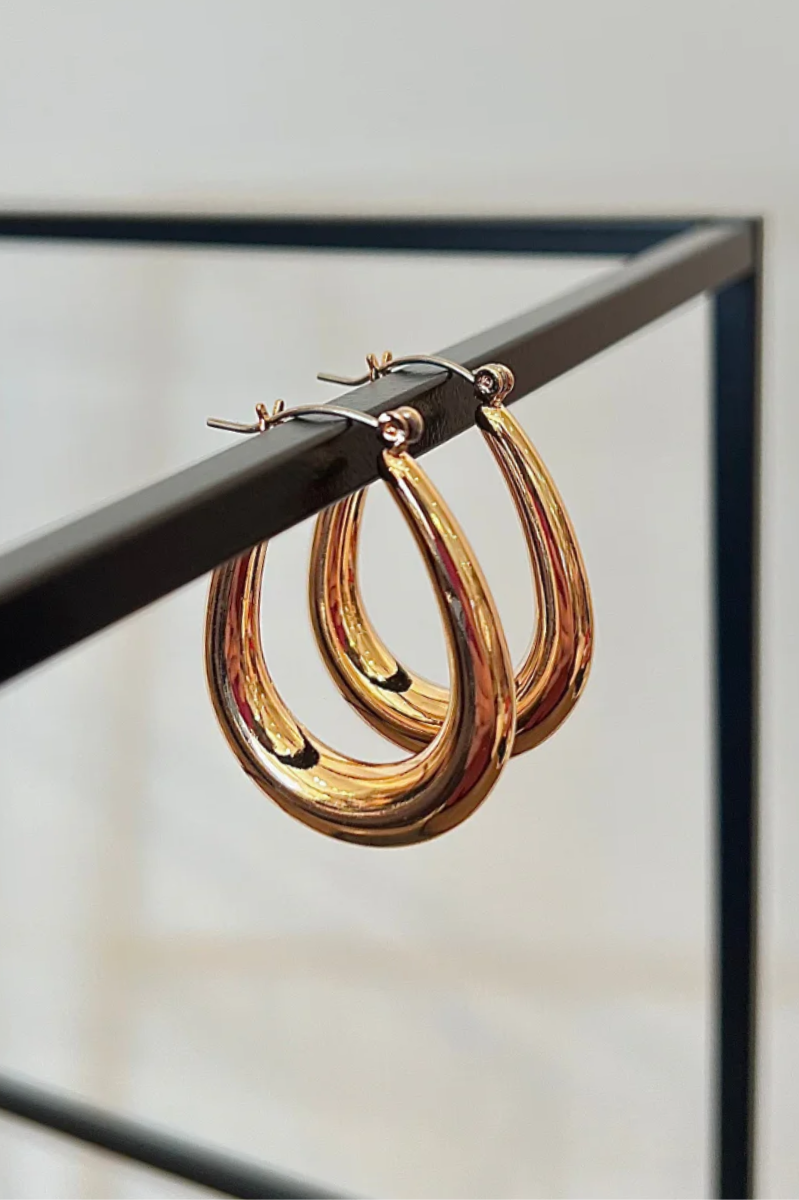 Teardrop Hoop Post Earrings