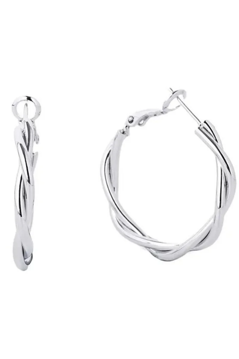 14K Metal Closure Hoop Earrings