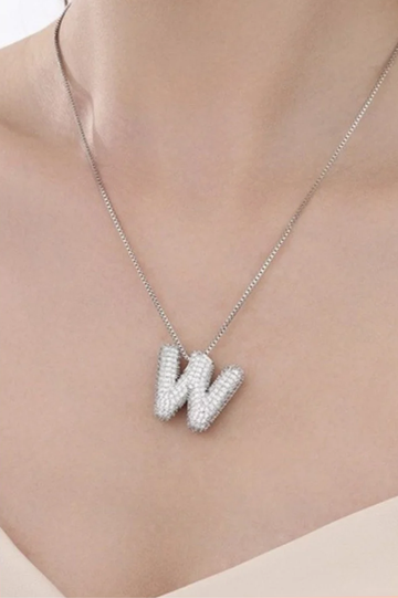 Pave Bubble Letter Necklace