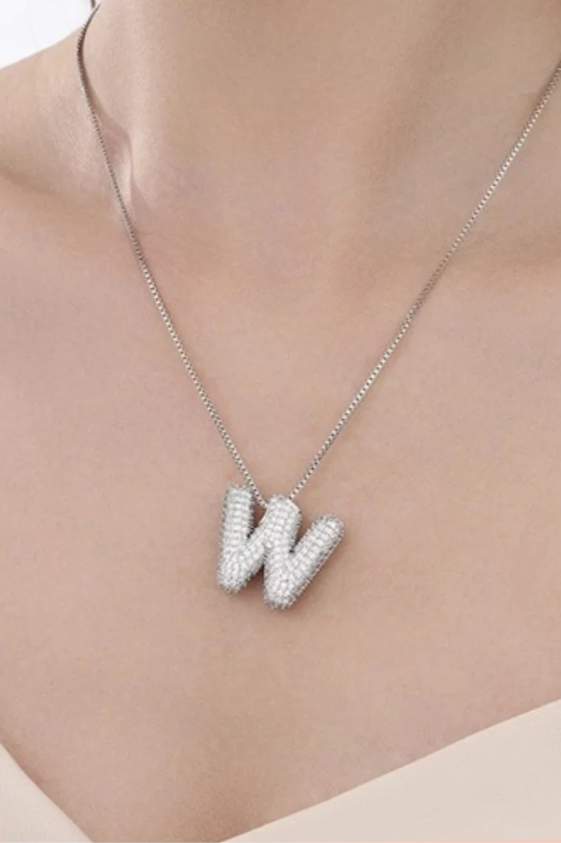 Pave Bubble Letter Necklace