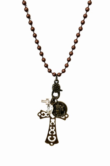 Metal Chain Cross Charm Necklace