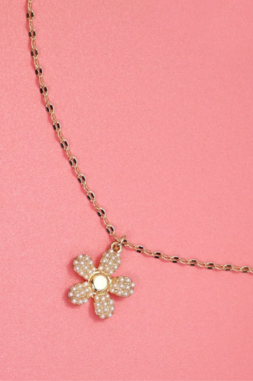 Pearl Flower Charm Necklace