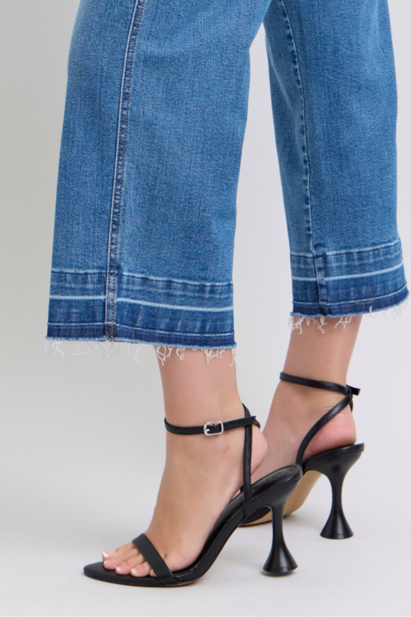 JUDY BLUE Tummy Control Release Hem Crop Wide Jeans | Final Sale