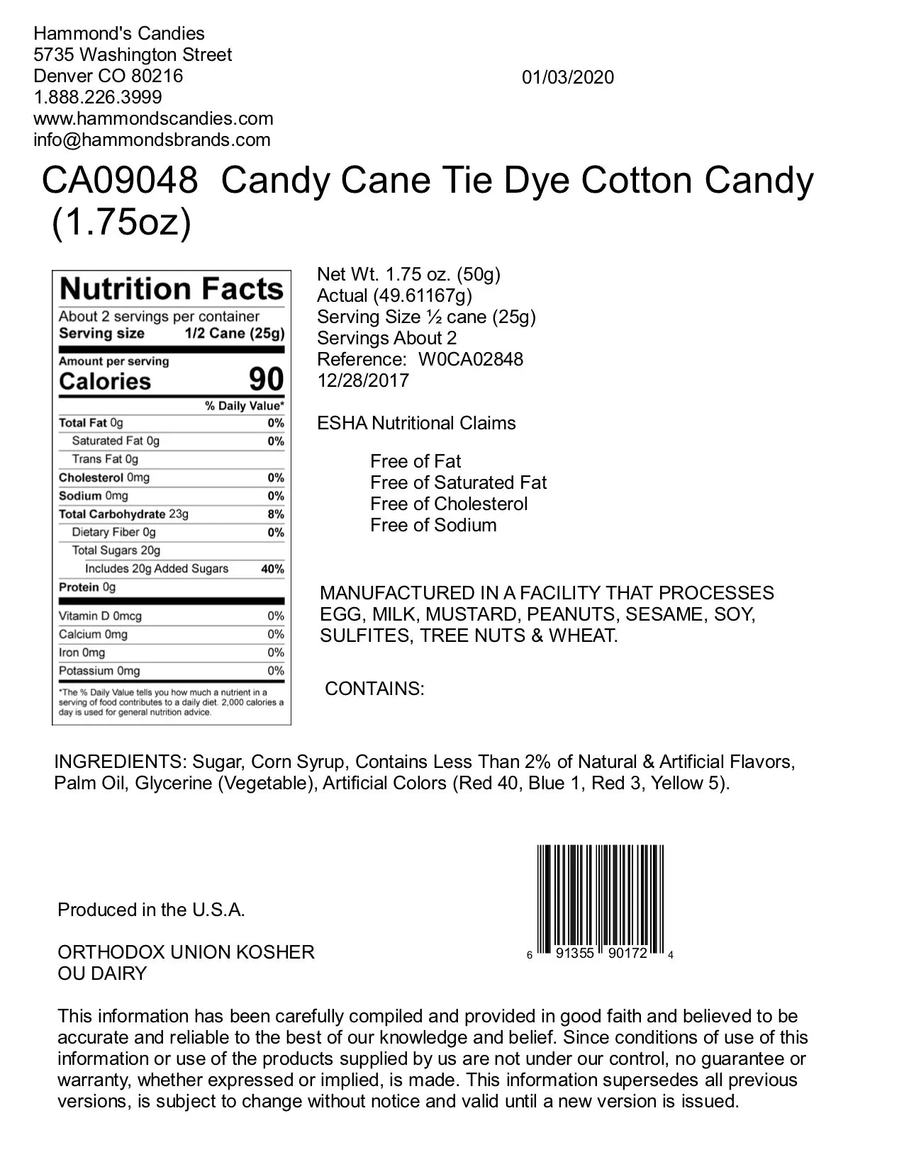 Tie Dye Cotton Candy Candy Canes | Hammond's