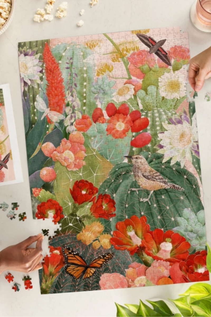 1000 Piece Puzzle | Desert Bloom Cactus + Birds