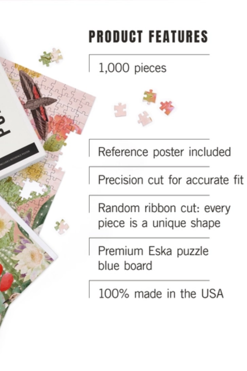 1000 Piece Puzzle | Desert Bloom Cactus + Birds