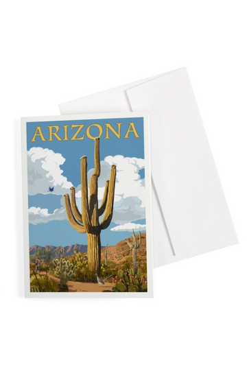 Arizona Saguaro + Roadrunner Greeting Card